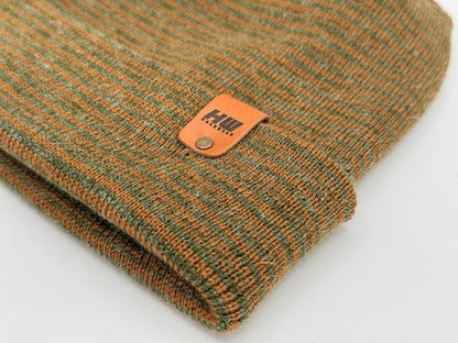 Modern Theta Stitch Contrast Cuffed Beanie (Patent Pending Design)-Green/Brown, Made in USA