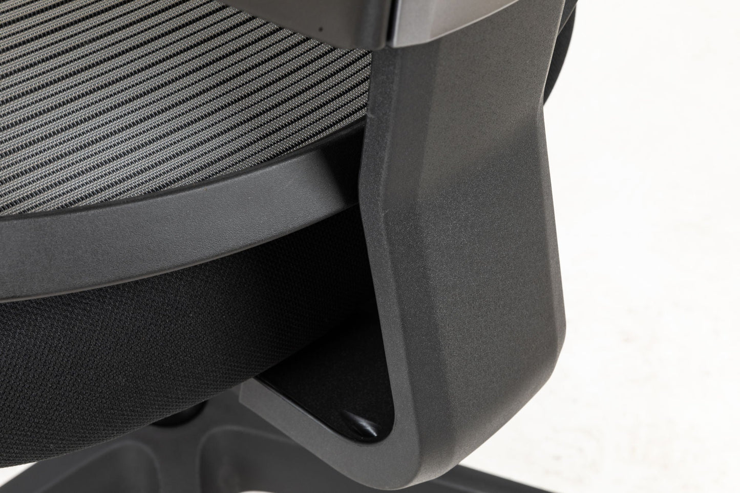 Office chair side frame with locking adjustment lever and armrest support