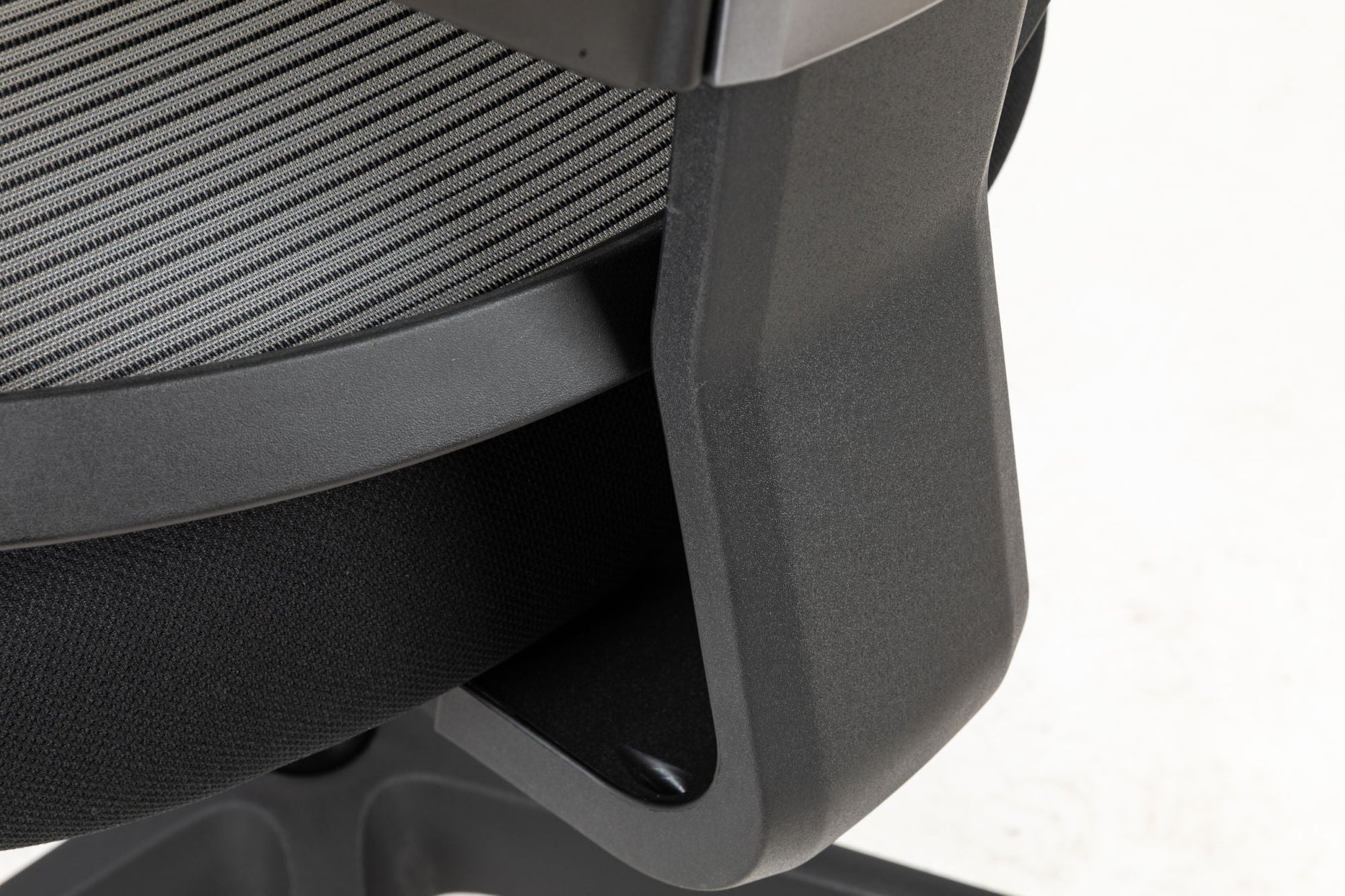 Office chair side frame with locking adjustment lever and armrest support