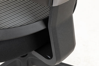 Office chair side frame with locking adjustment lever and armrest support