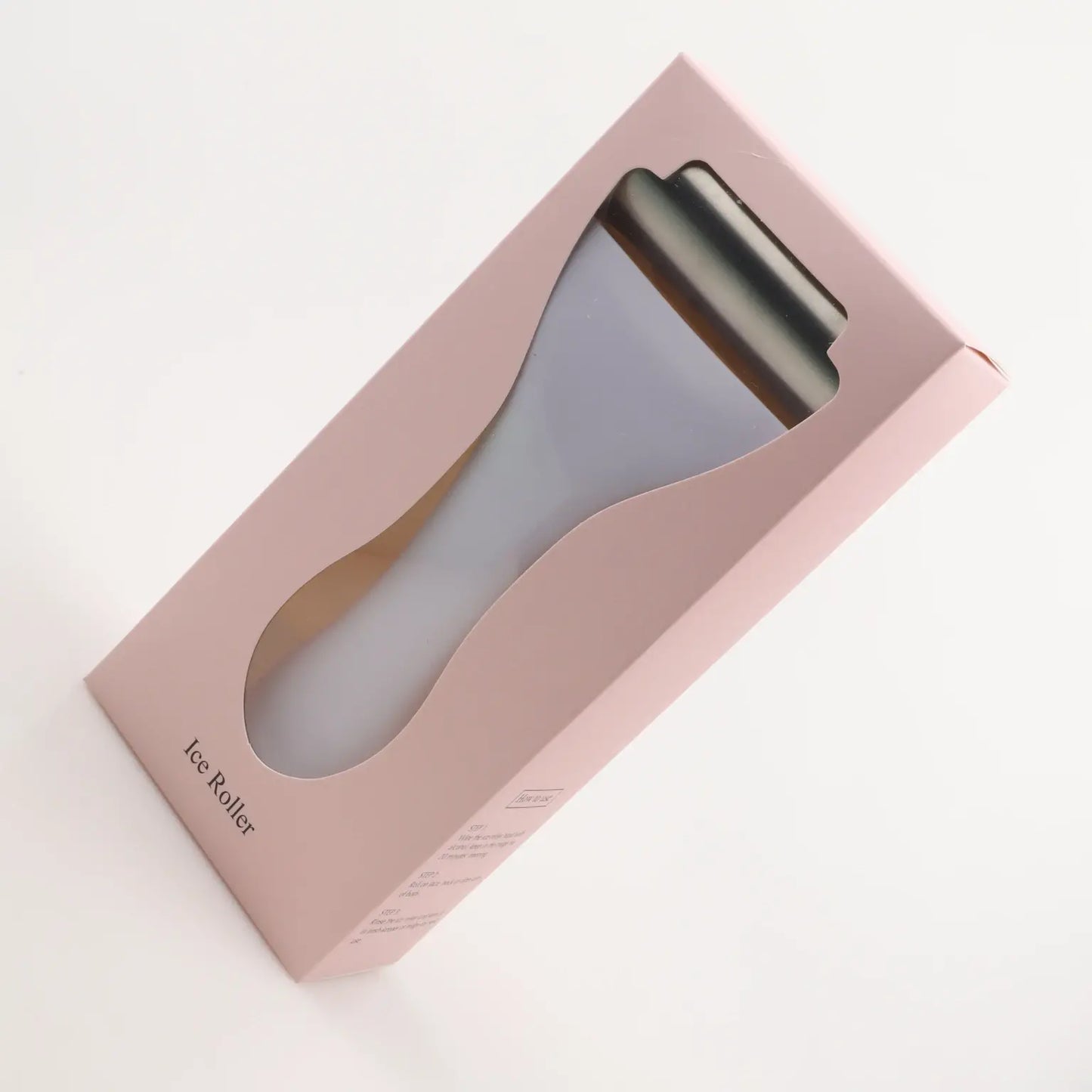 Body massage ice roller in rose-pink retail box with handle window