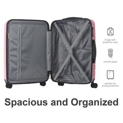 Luggage Sets ABS Hardshell 3pcs Luggage, Lightweight Durable Suitcase sets Spinner Wheels Suitcase with TSA Lock 20''24''28'' Available(Pink)