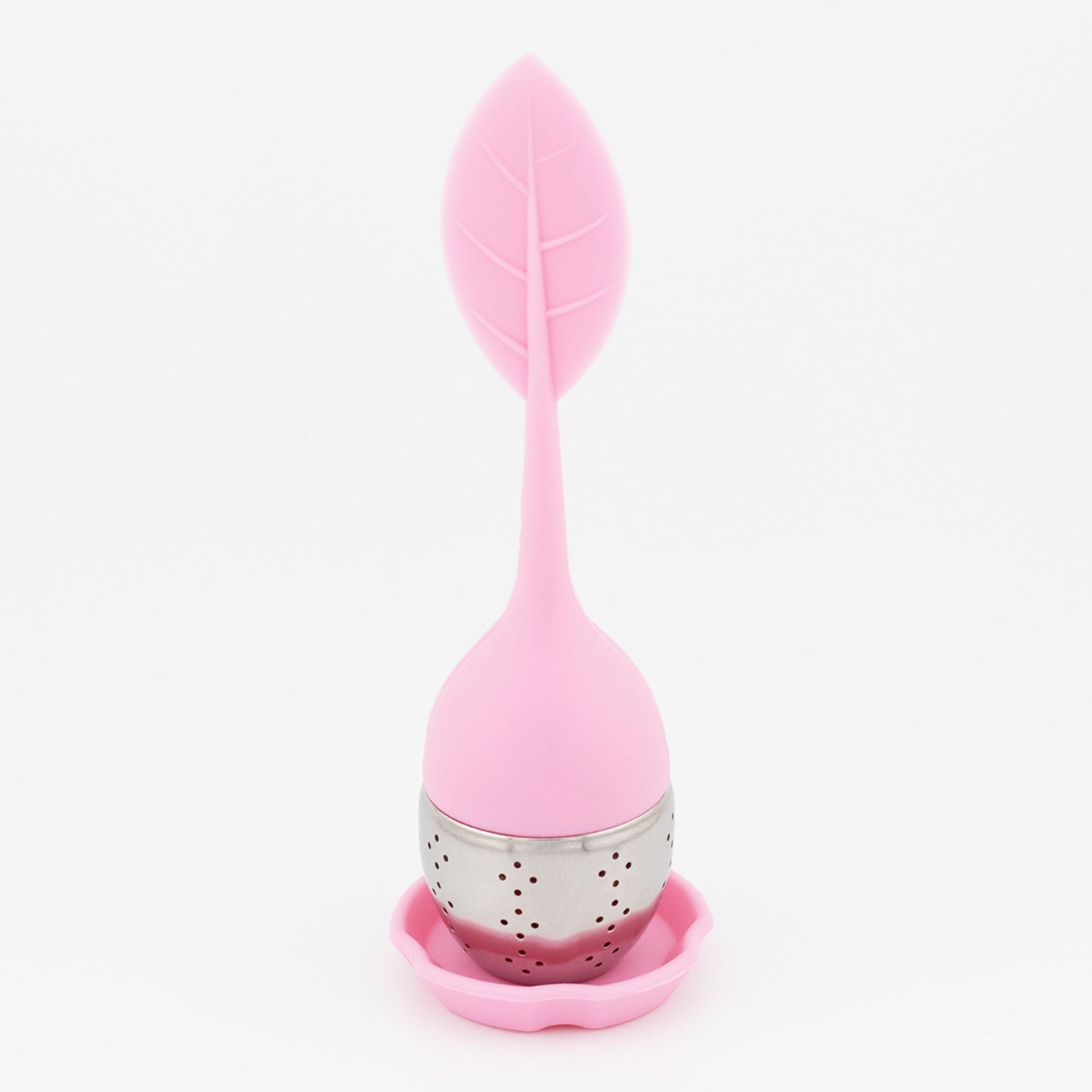 1pc Tea Infuser Silicone Handle Stainless Steel Strainer Drip Tray Included - Loose Tea Steeper - Best Tea Infuser For Loose Leaf Or Herbal Tea
