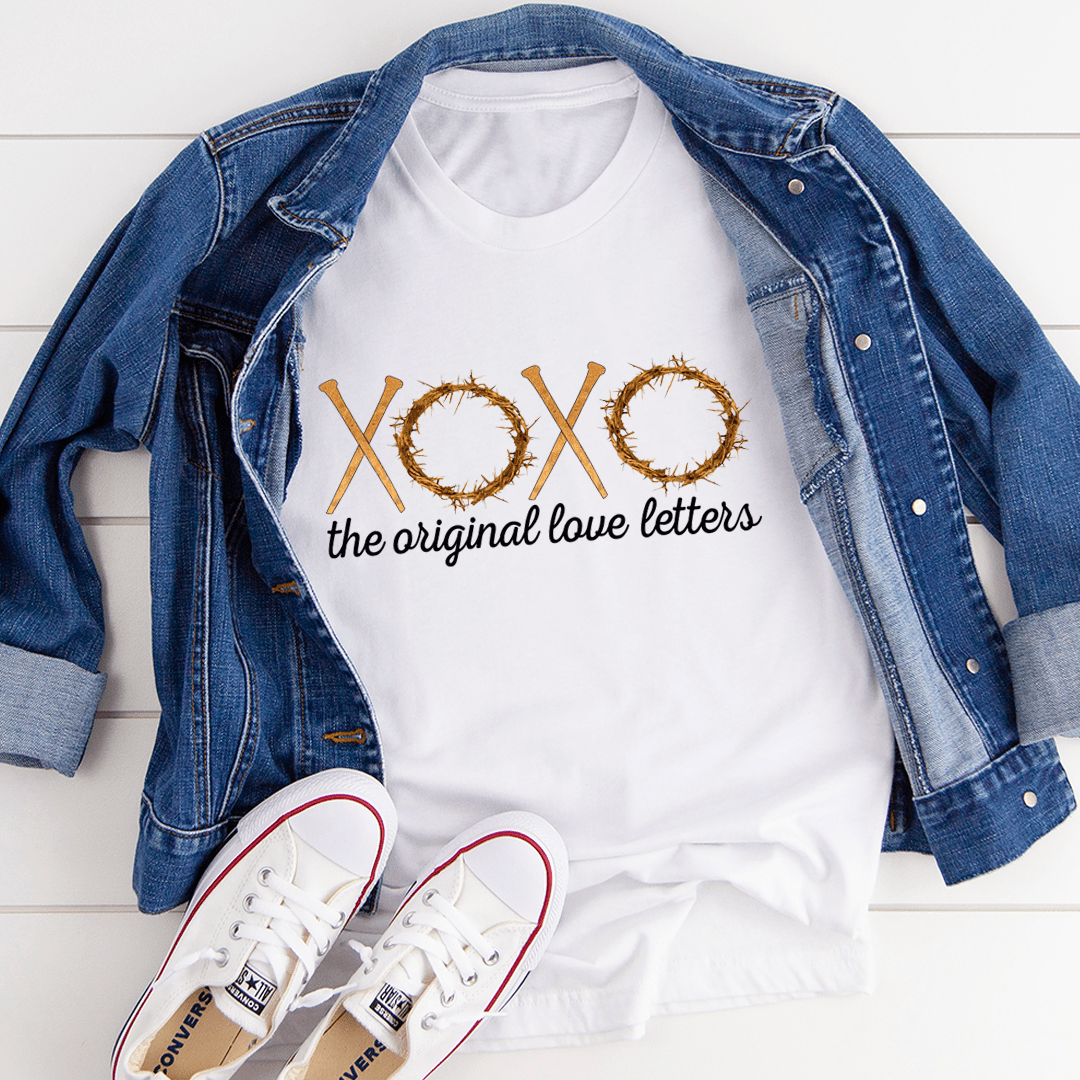 White T-shirt with XO and 'the original love letters' chest graphic