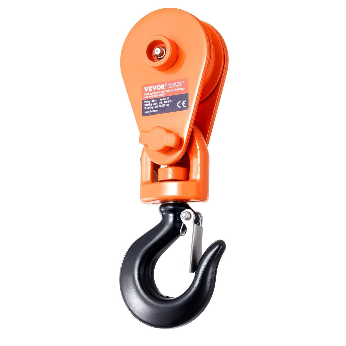 VEVOR 2 Ton Snatch Block with Swivel Hook, 3" Sheave 3/8" Inch Wire Rope, Heavy Duty Snatch Block Pulley 4400 lbs for Towing and Recovery operations on Tow Truck Rollback Wrecker Car Hauler Winches