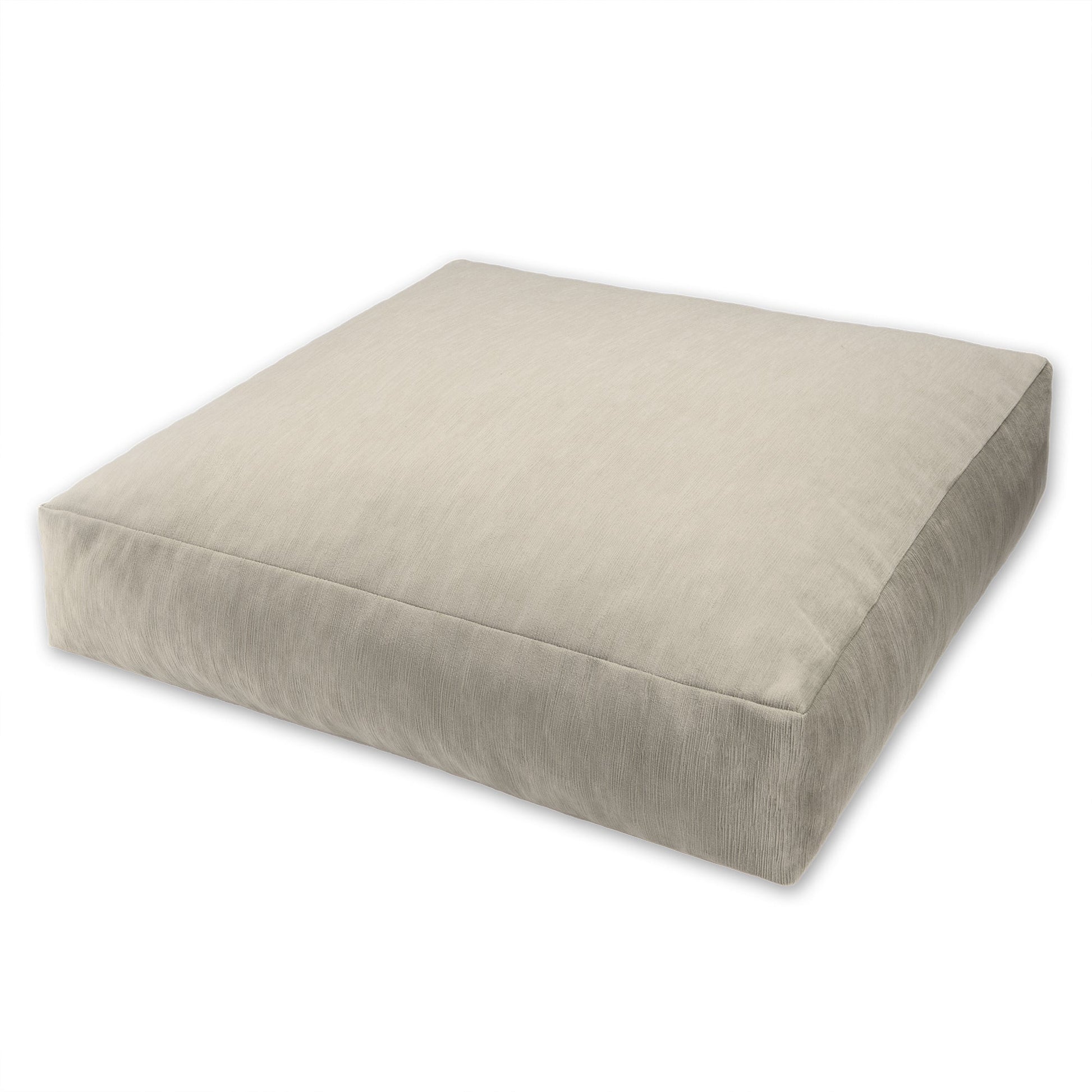 Ivory plush microvelvet floor cushion, large rectangular seat pillow with flat top