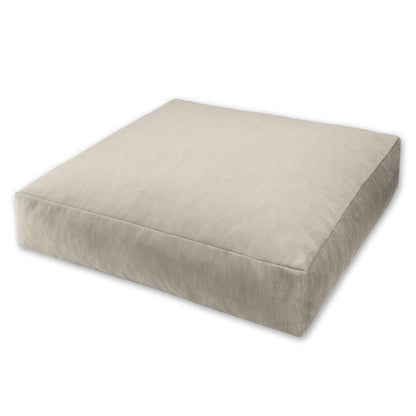 Ivory plush microvelvet floor cushion, large rectangular seat pillow with flat top