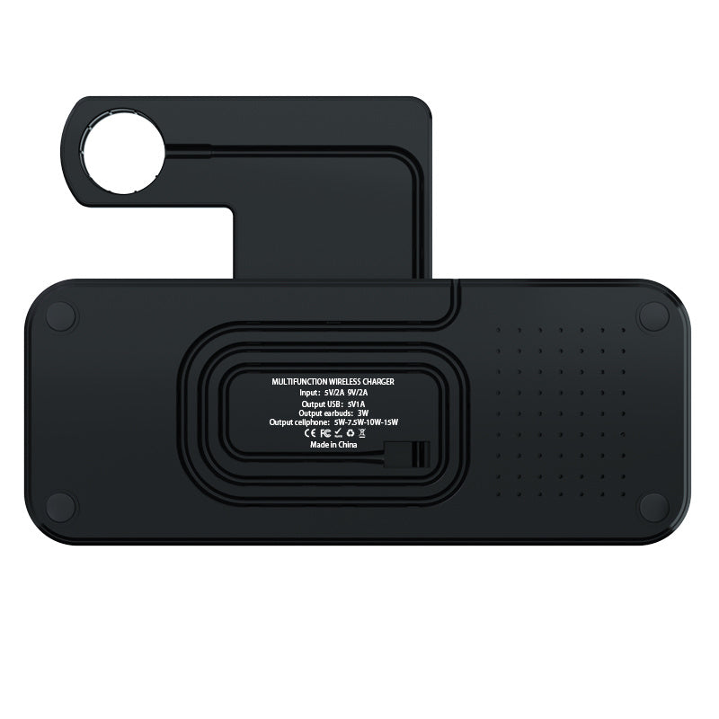 Black foldable wireless charging dock with phone stand and accessory holders