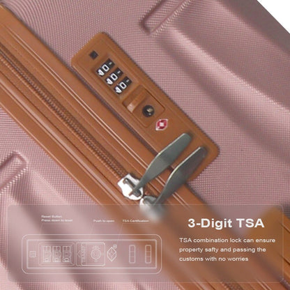 Luggage Sets ABS Hardshell 3pcs Luggage, Lightweight Durable Suitcase sets Spinner Wheels Suitcase with TSA Lock 20''24''28'' Available(Rose Gold )