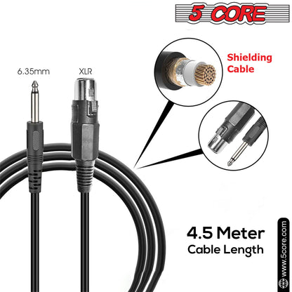 Shielded XLR to 6.35mm audio cable set, about 4.5 meter length.