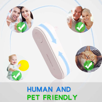 White plug-in insect repellent with safety check icons and airflow arrows