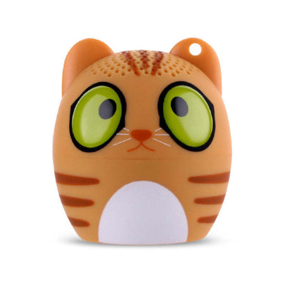 Orange tiger-shaped Bluetooth speaker with green eyes and a white belly patch