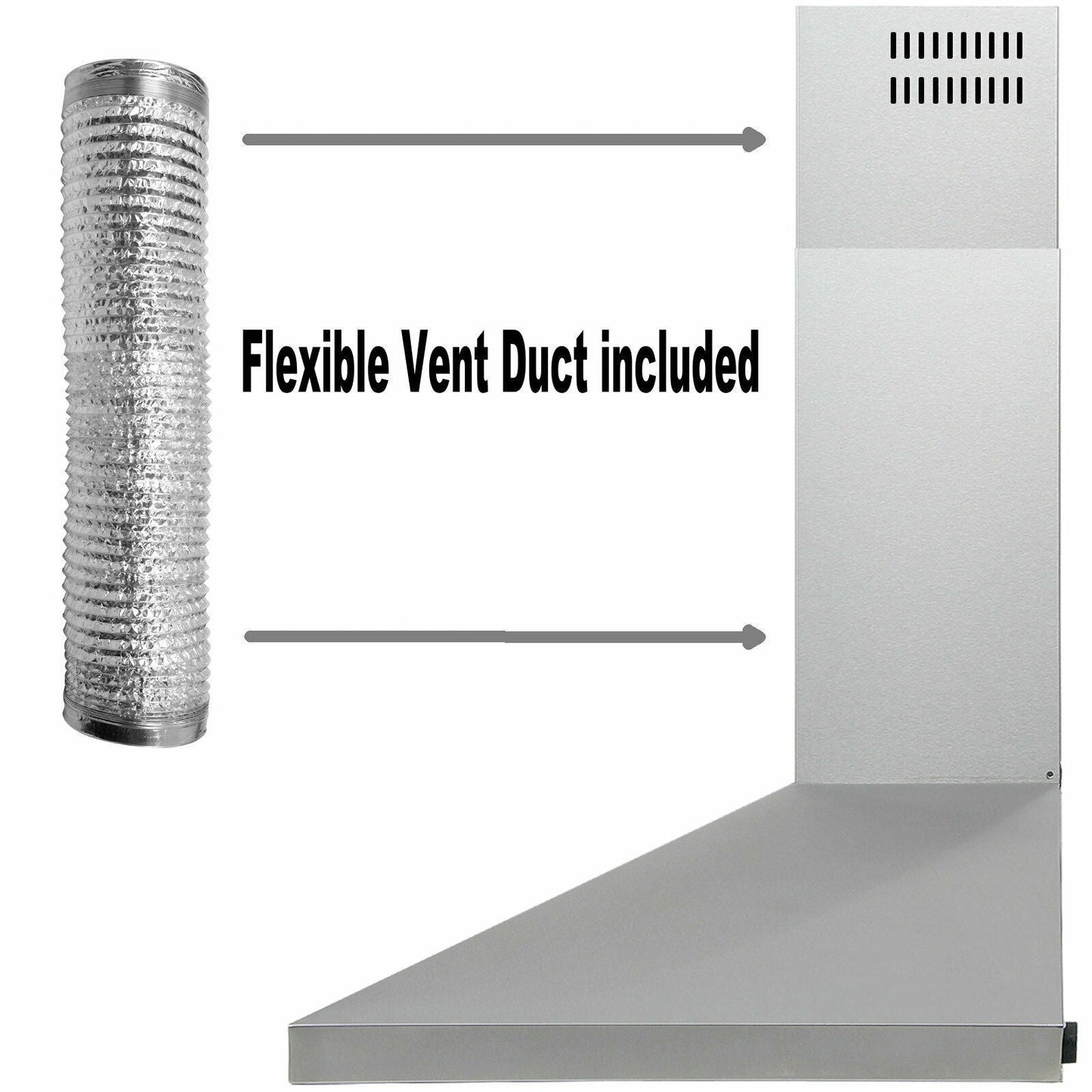 Wall mount kitchen hood with flexible vent duct included