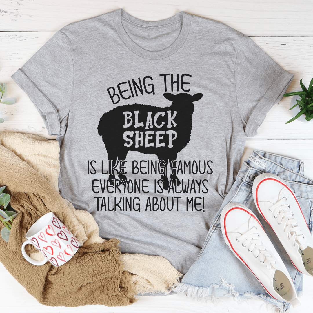 Heather gray black sheep graphic crewneck t-shirt with short sleeves