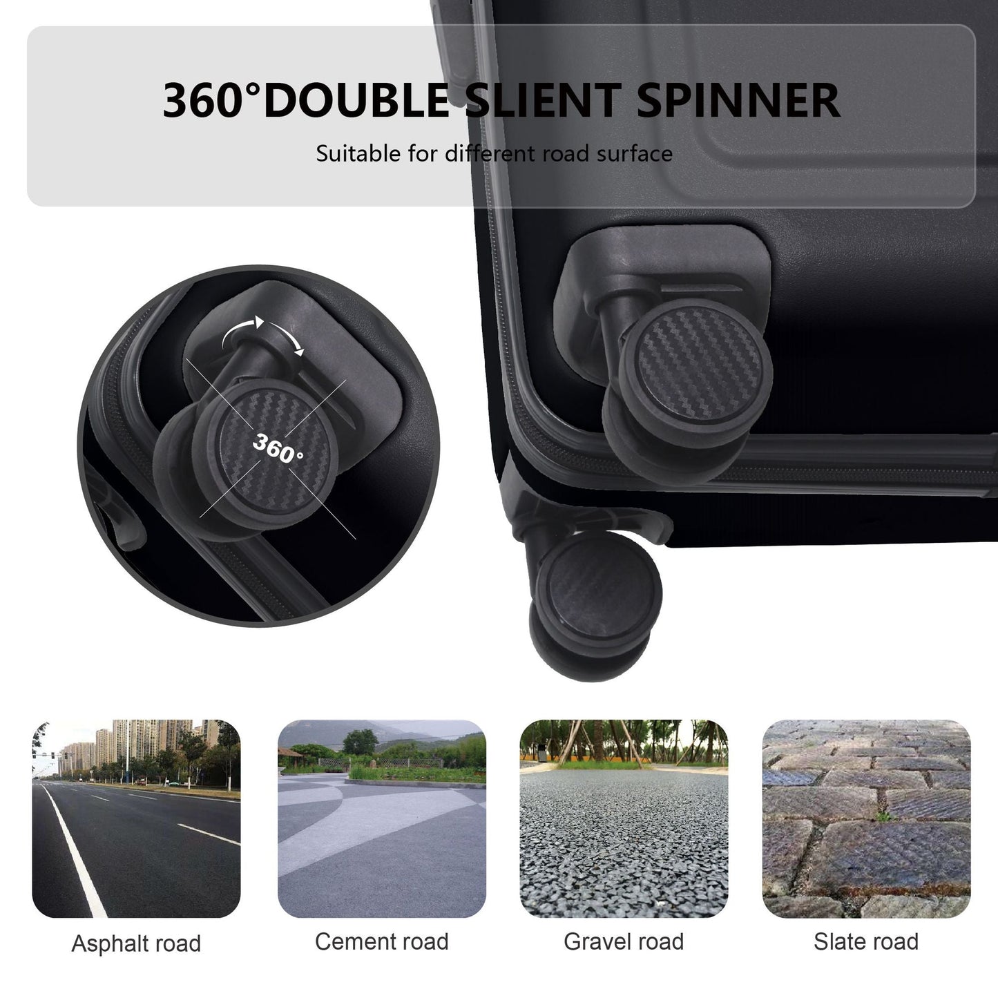 Luggage Sets ABS Hardshell 3pcs Luggage, Lightweight Durable Suitcase sets Spinner Wheels Suitcase 20''24''28'' (BLACK)
