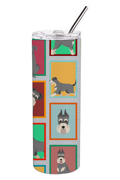 Lots of Schnauzer Stainless Steel Skinny Tumbler Vacuum Double Walled Reusable Insulated Tumbler Travel Cup for Coffee Cocktails Gift with Lid, 20 oz