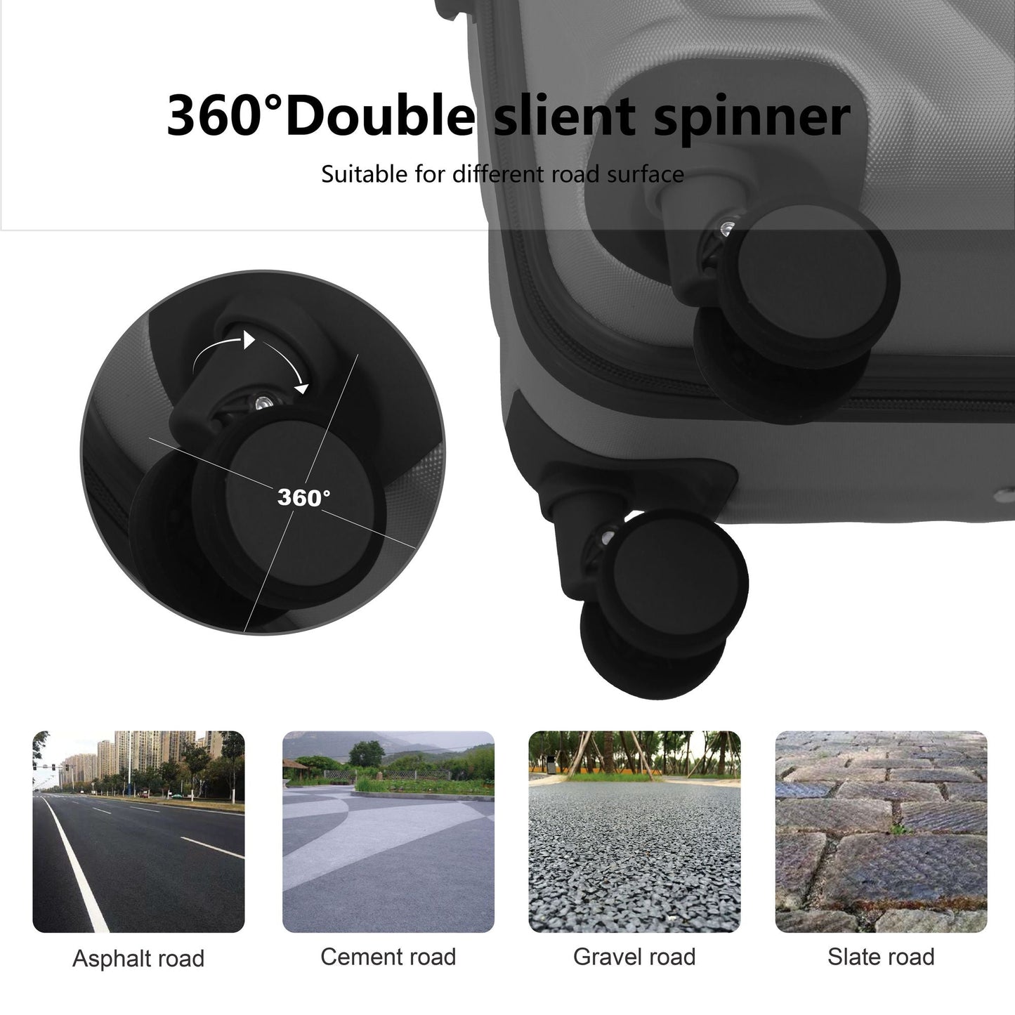 Luggage Sets ABS Hardshell 3pcs Luggage, Lightweight Durable Suitcase sets Spinner Wheels Suitcase with TSA Lock 20''24''28'' Available(Grey Ash)