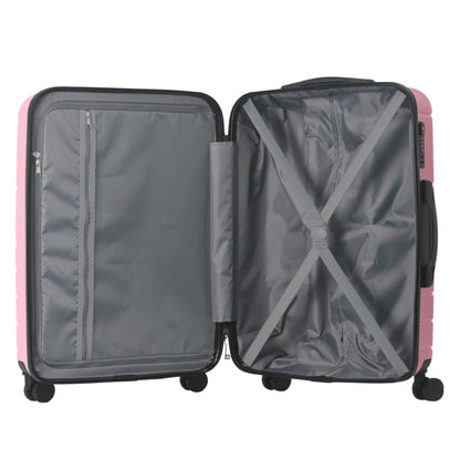 Luggage Sets ABS Hardshell 3pcs Luggage, Lightweight Durable Suitcase sets Spinner Wheels Suitcase with TSA Lock 20''24''28'' Available(Pink)