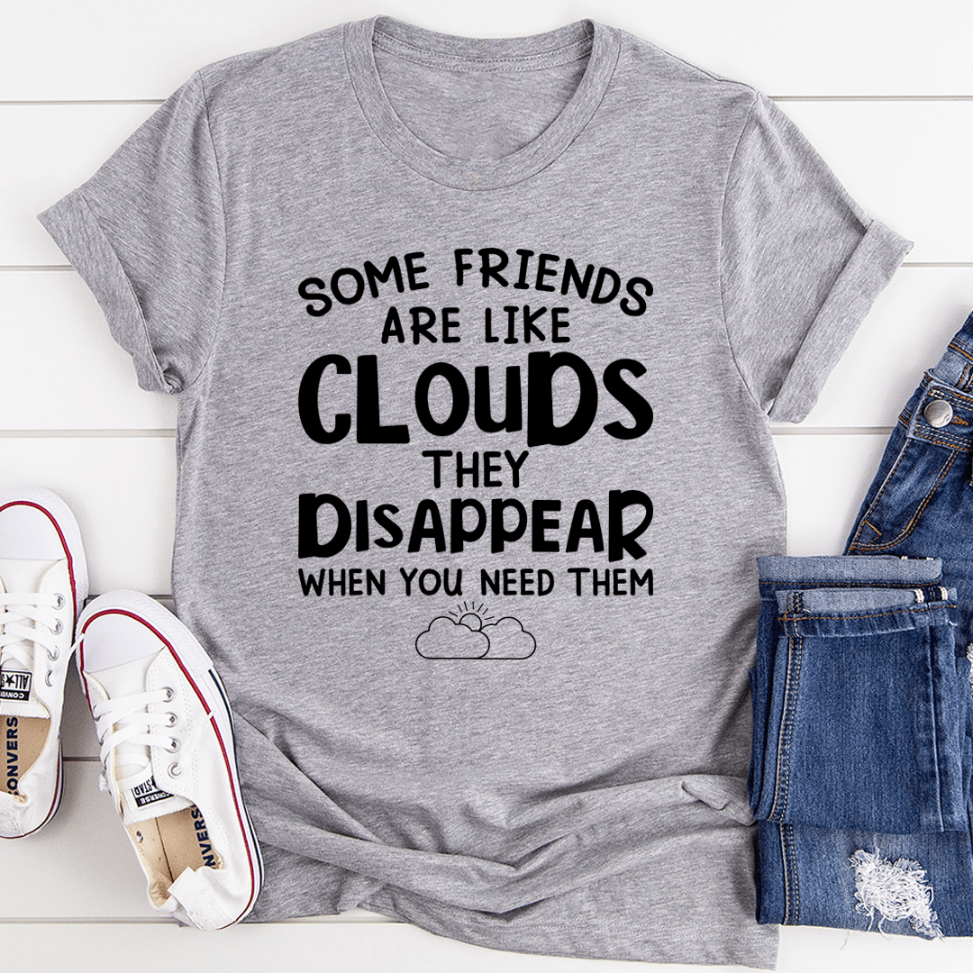 Heather gray crewneck T-shirt with bold clouds quote graphic and cloud icon