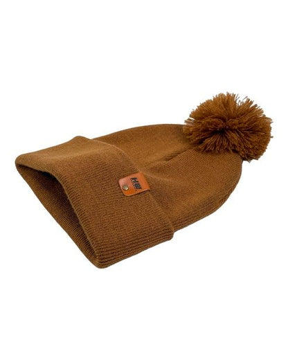 HAAKWEAR Pom Pom Beanie - Made in USA- Camel Brown