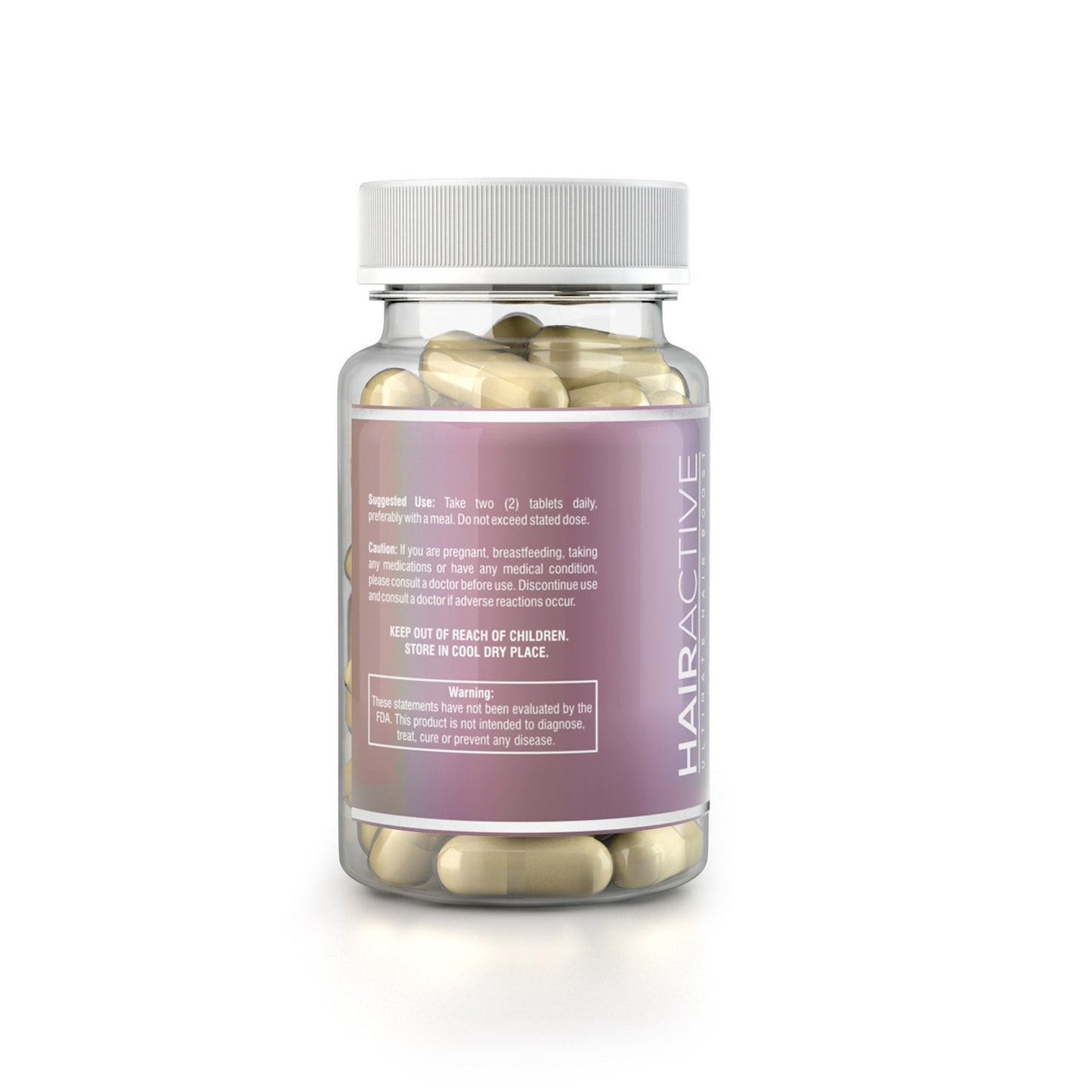 Hair growth supplement capsules bottle back label with usage directions