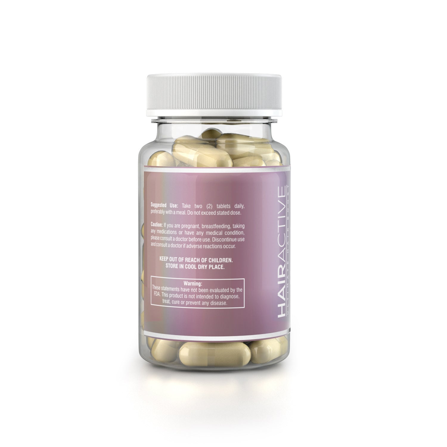 Hair growth supplement capsules bottle back label with usage directions