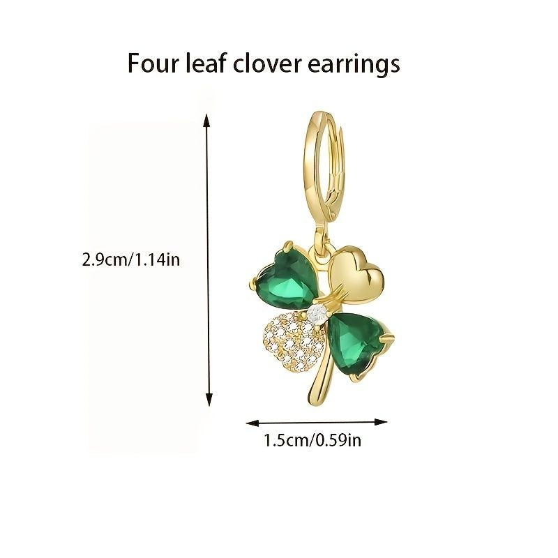 Creative Elegant Trendy Alloy Shamrock Pendant Earrings Gold Plated Decorative Accessories For Holiday Party Girls Accessories