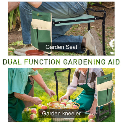 Folding Gardening Kneeling Bench with Large Tool Pouch