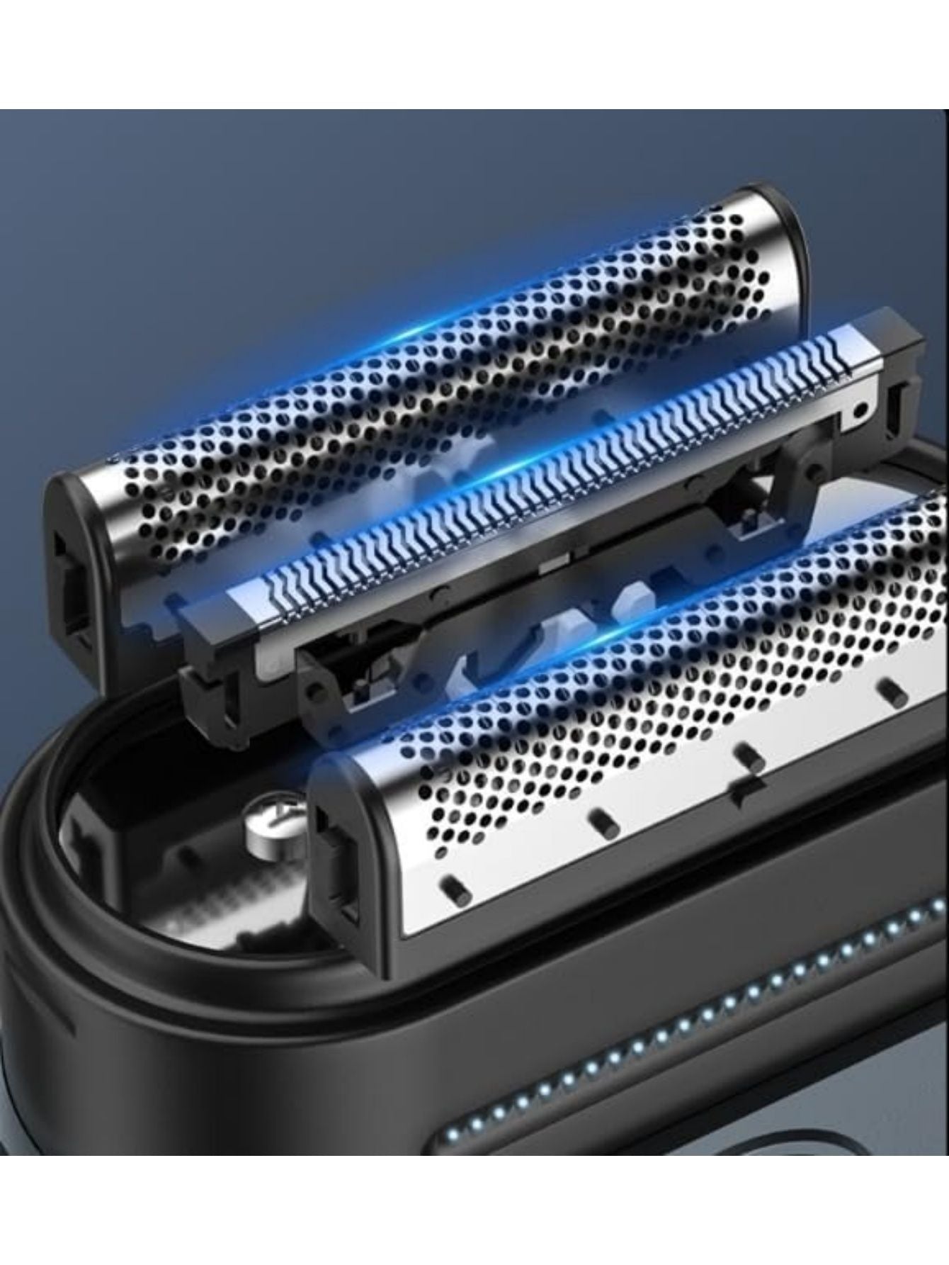 Men’s electric foil shaver with open dual foil cutter heads