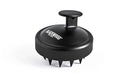 Black scalp massager with domed head and massage prongs