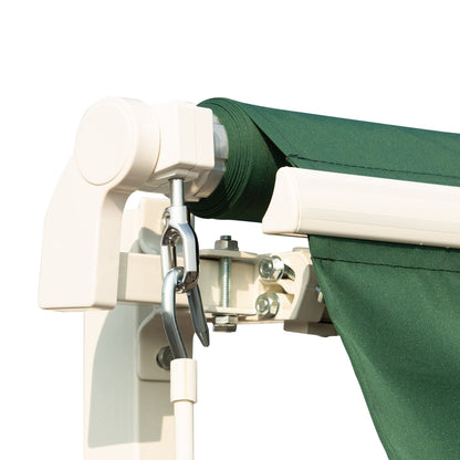 Outsunny 12x10 Manual Retractable Patio Awning, Adjustable Outdoor Sunshade Shelter for Patio, Balcony, Yard, Green