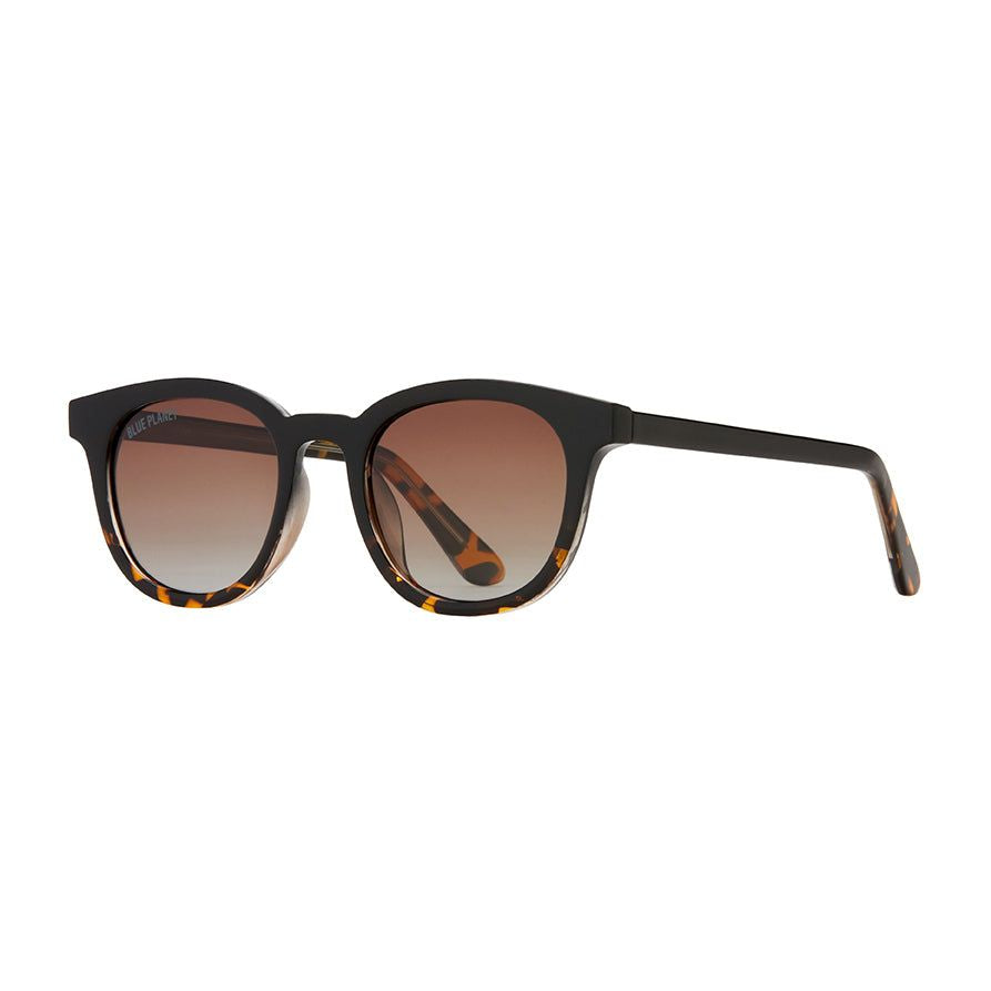 Polarized sunglasses with black frames and brown tinted lenses