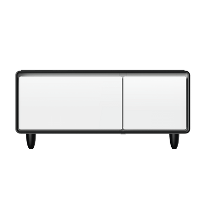 Modern Smart mini Coffee Table with Built in Fridge;  Outlet protection; Wireless charging module; Mechanical temperature control; Power socket; USB interface And power interface.