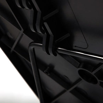 Black folding TV tray table frame and support bar detail