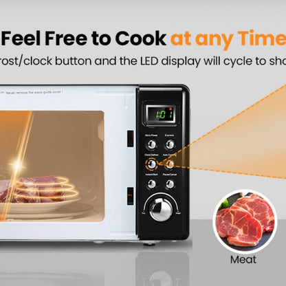 700W Retro Countertop Microwave Oven with 5 Micro Power and Auto Cooking Function
