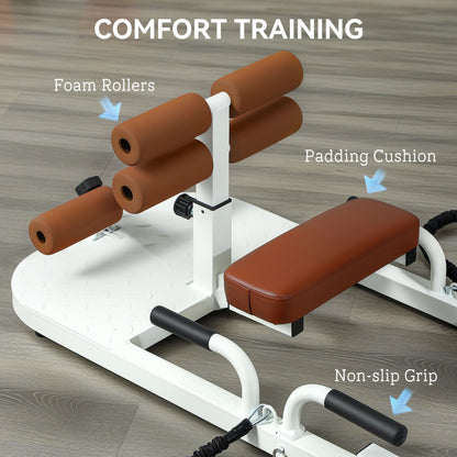 Foldable Sissy Squat Machine, Hip Thrust Machine with Push Up Stand, Multipurpose Glute Workout Equipment, White