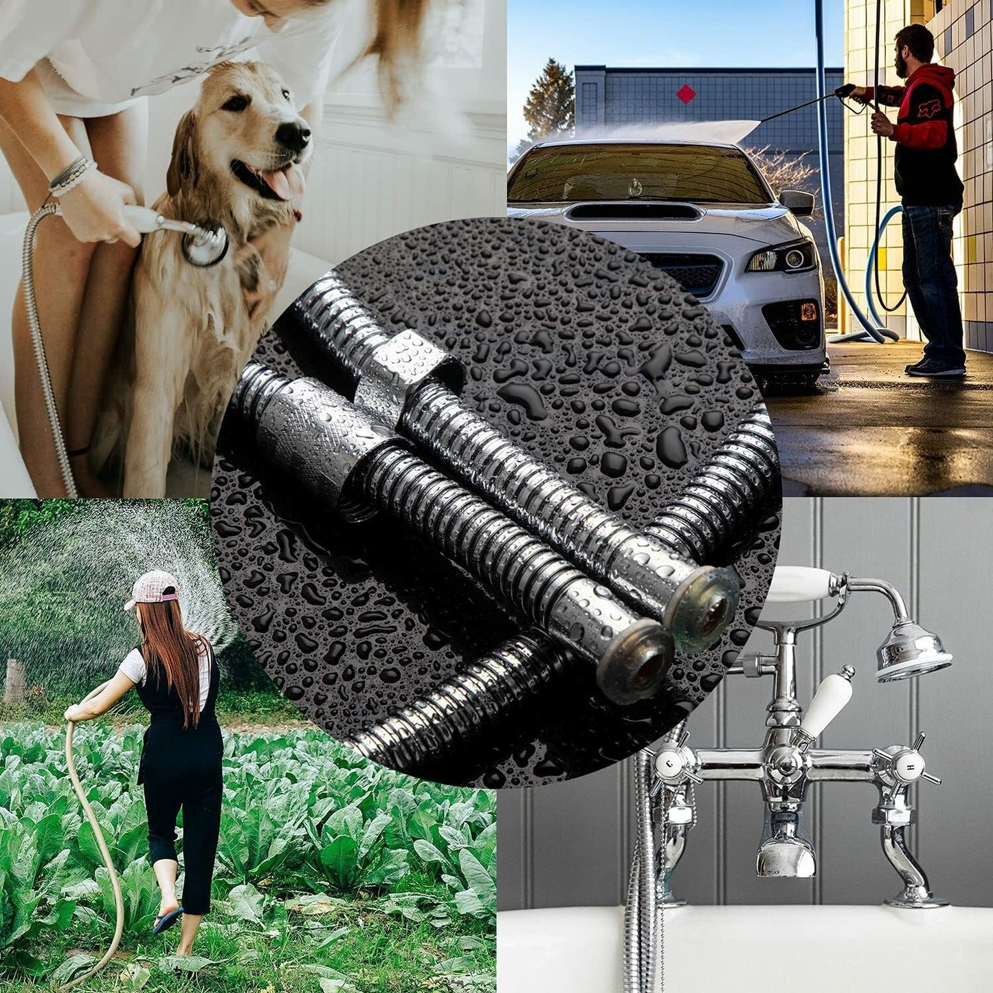2 m / 3 m / 79" / 118" Shower Water Hose Shower Head Stainless Steel Flexible Replacement Hose