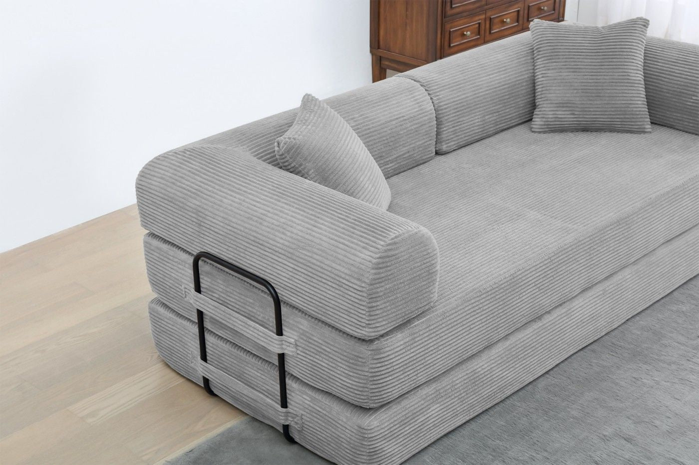 Foldable Sofa Bed, 77.9'' Folding Floor Couch, Compressed Convertable Sleeper Sofa, Memory Foam Couch with Pillow Back Support Armrest, 4-in-1 Futon Sofa Bed for Living Room, Army green