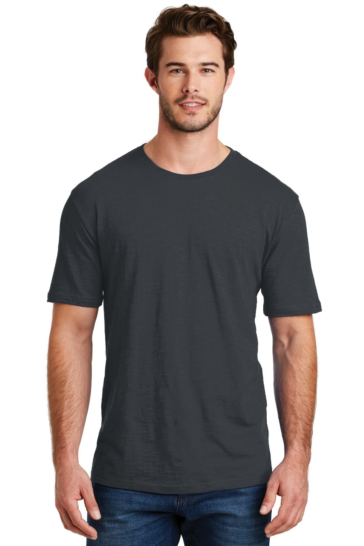 Dark charcoal CVC tee, crew neck short-sleeve