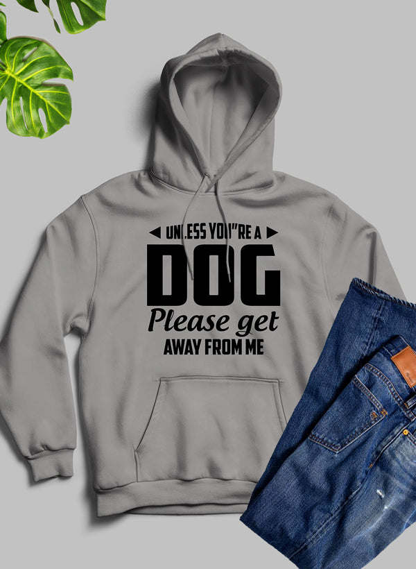 Gray hoodie with printed front graphic and kangaroo pocket