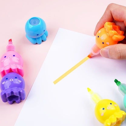 6 Colors/Box Small Octopus Shape Highlighter-3mm