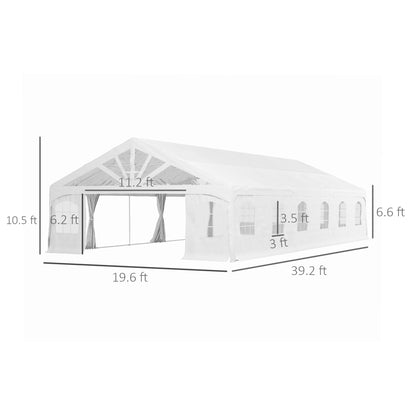 Heavy Duty Party Tent, 19.5' x 39' Large Sun Shade Canopy Tent for Parties, Wedding, Events, BBQ Grill, White