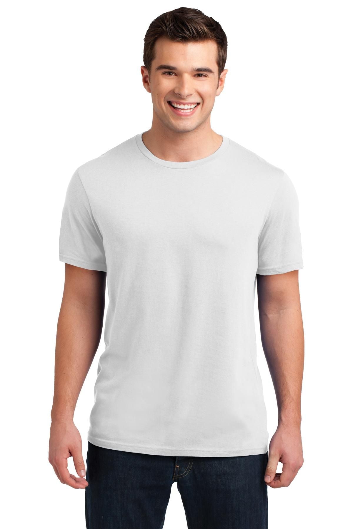 White soft-wash crew neck T-shirt with short sleeves and ribbed collar