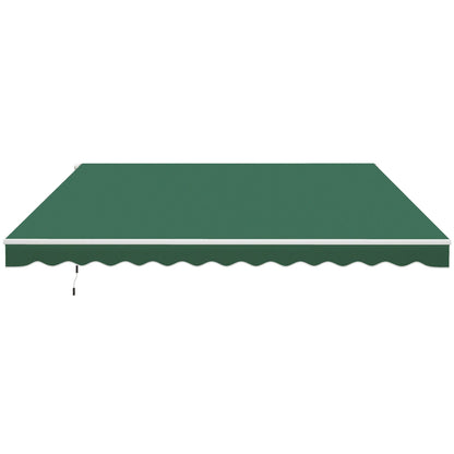 Outsunny 12x10 Manual Retractable Patio Awning, Adjustable Outdoor Sunshade Shelter for Patio, Balcony, Yard, Green