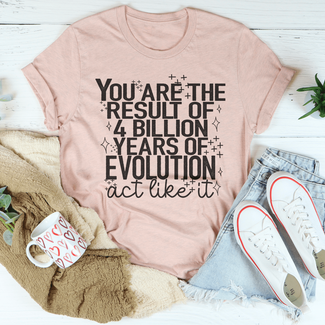 Blush pink graphic crew-neck T-shirt with centered statement text on front