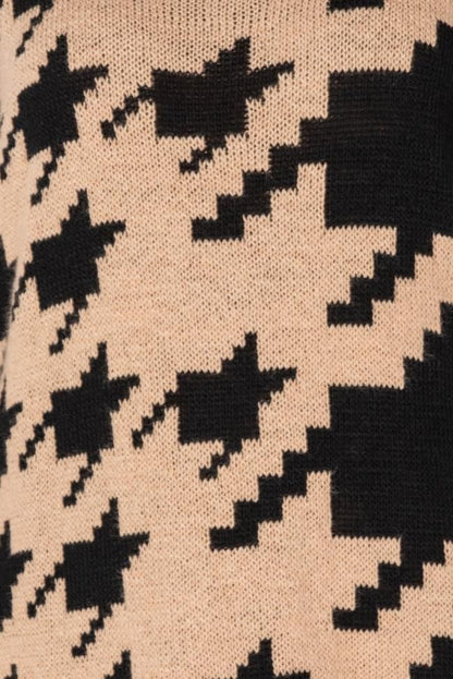 Houndstooth Check Roll Neck Jumper Dress