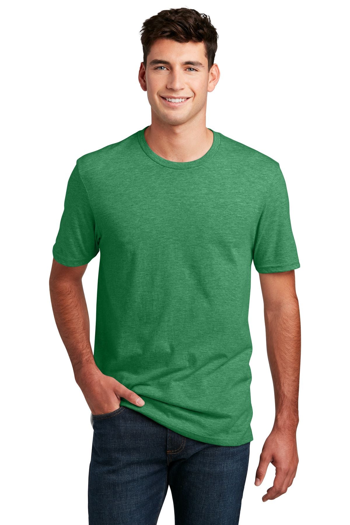 Green heather crewneck t-shirt with short sleeves and relaxed fit