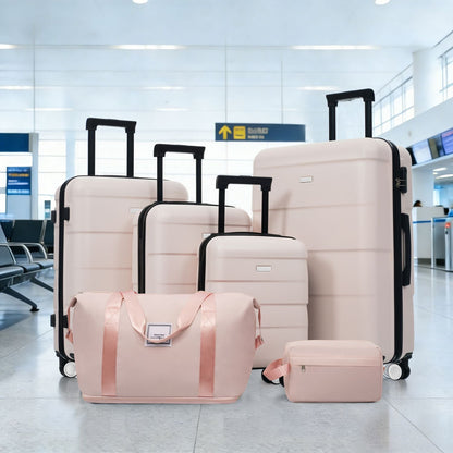 Hardshell Luggage Sets 6 Piece with 2 Bags,Carry on Suitcase with Handle Password Lock Double Spinner Wheels, Lightweight 16"+20"+24"+28" Luggages