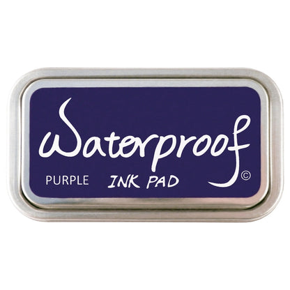 Purple waterproof ink pad in gray metal case