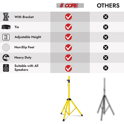 5 Core Speaker Stand Tripod Floor Tall Adjustable Up to 72 Inch DJ Studio Monitor Stands Pole Mount - SS ECO 1PK WOB